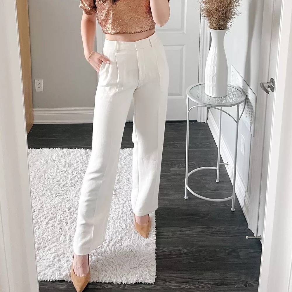 Aritzia High-Waist Wide-Leg Trousers in White